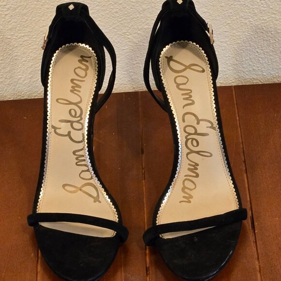 Sam Edelman Ariella Ankle Strap Heel Shoe in Black Suede - Picture 1 of 5